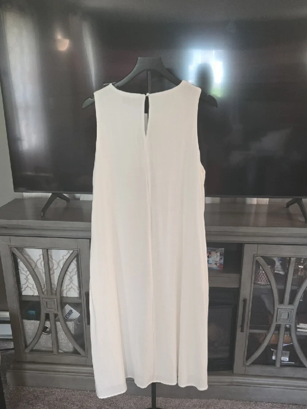 NWT White Midi Shift Dress Linen Blend - Picture 4 of 5